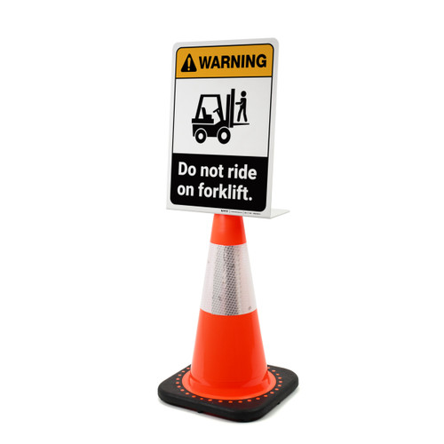 Warning: Do Not Ride On Forklift Portrait - Single-Sided Cone Signs