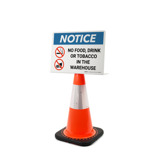 Notice: No Food, Drink, Or Tobacco in The Warehouse Landscape - Single-Sided Cone Signs