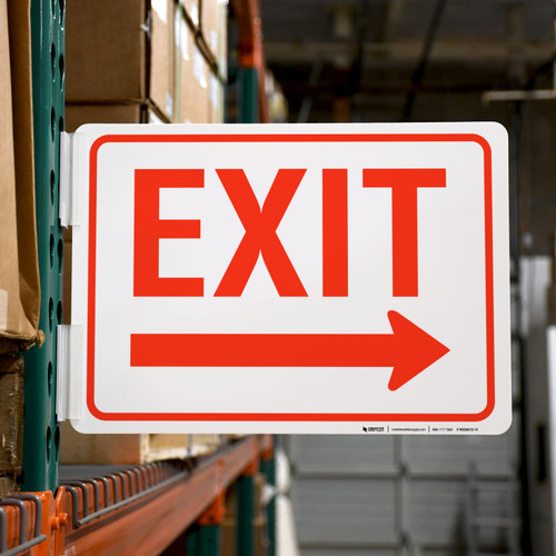 Exit with Arrow Right Landscape - Rack Mounted Sign