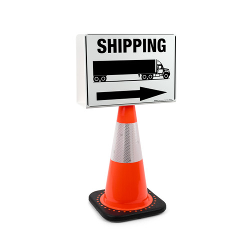 Shipping Arrow Right with Truck Icon Landscape - Double-Sided Cone Sign