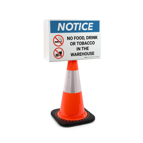 Notice: No Food, Drink, Or Tobacco in The Warehouse Landscape - Double-Sided Cone Sign