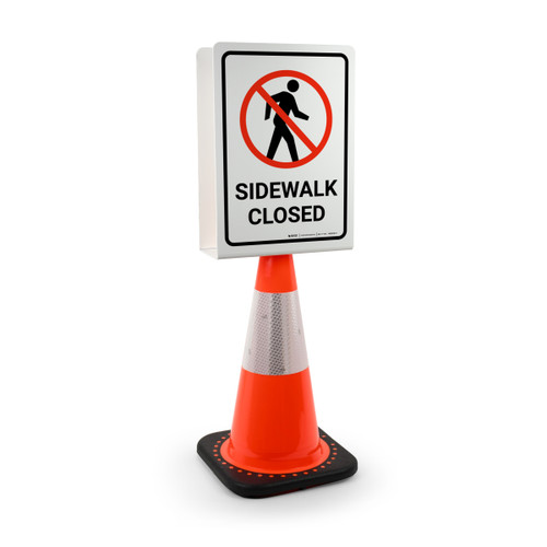 Sidewalk Closed with Icon Portrait - Double-Sided Cone Sign