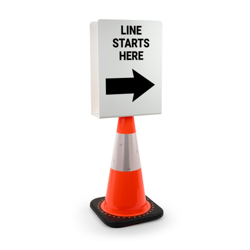 Line Starts Here Arrow Right Portrait - Double-Sided Cone Sign
