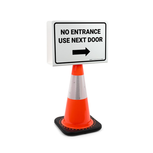 No Entrance Use Next Door with Arrow Right Landscape - Double-Sided Cone Sign