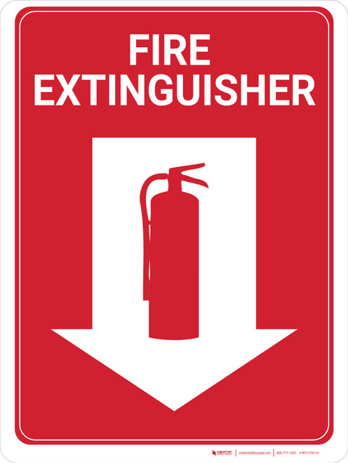 Fire Extinguisher (Arrow Down) Portrait - Wall Sign