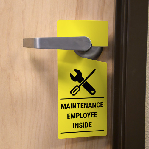 Maintenance Employee Inside with Icon - Door Hanger