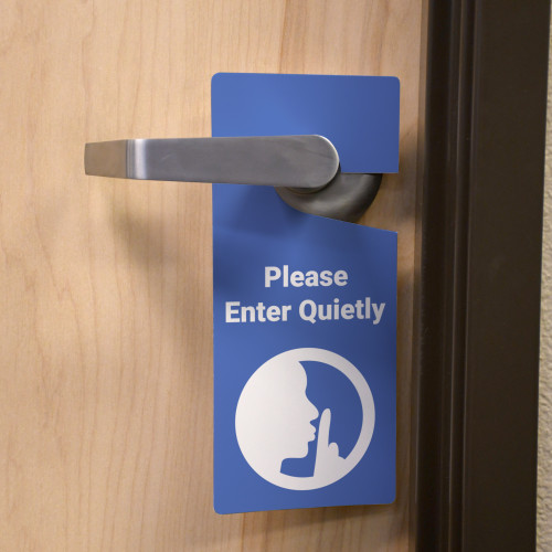 Please Enter Quietly with Icon - Door Hanger