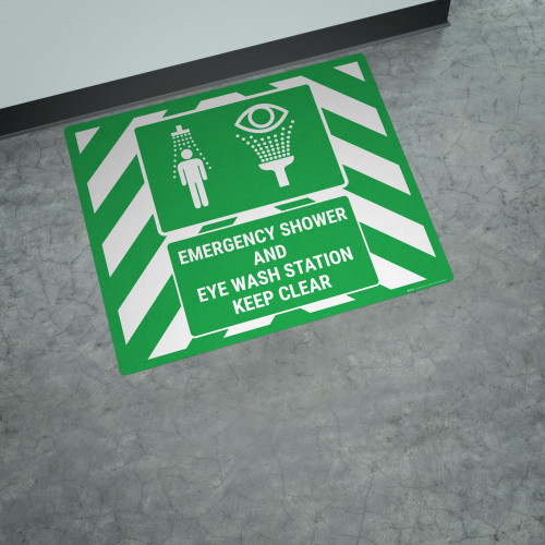 Emergency Shower/Eyewash Station: Shower Eye Wash Keep Clear Shower and Eye  Wash Station Icon Portrait - Wall Sign