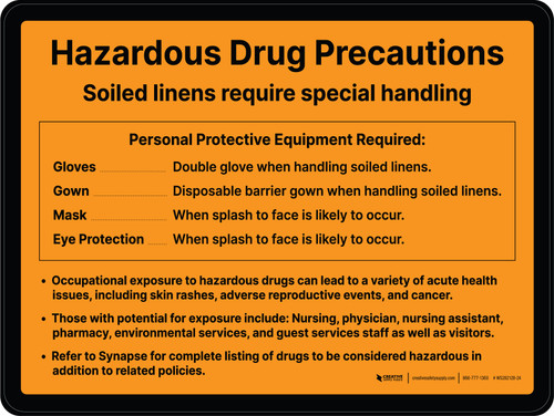 Hazardous Drug Precautions Landscape - Wall Sign