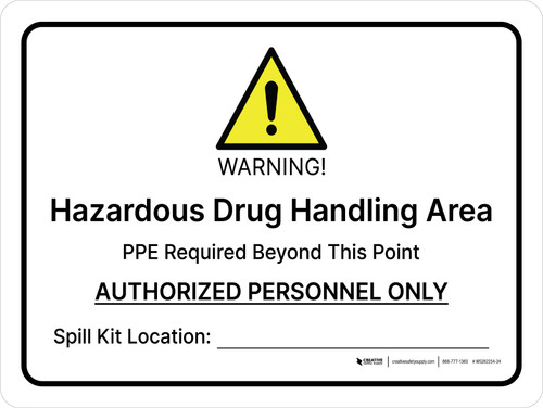 Warning - Hazardous Drug Handling Area Landscape - Wall Sign
