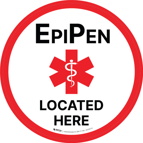 Epipen - Located Here Circular - Floor Sign