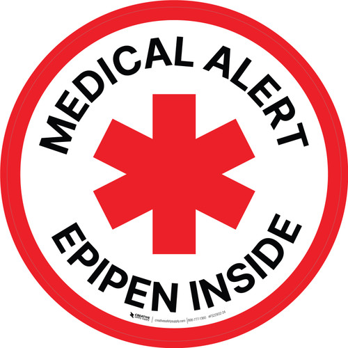 Medical Alert Epipen Inside Circular - Floor Sign