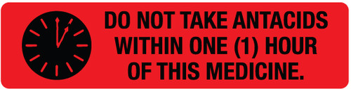 Do Not Take Antacids Within One Hour Of This Medicine - Pharmaceutical Auxiliary Label