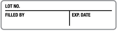 Lot No Filled By Exp Date - Pharmaceutical Auxiliary Label