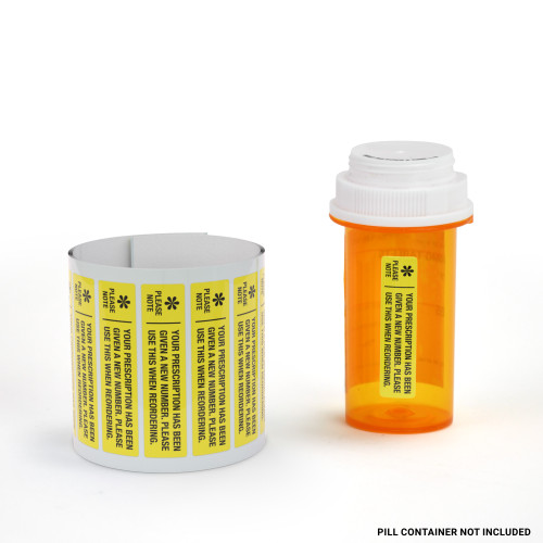 Please Note Your Prescription Has Been Given A New Number - Pharmaceutical Auxiliary Label