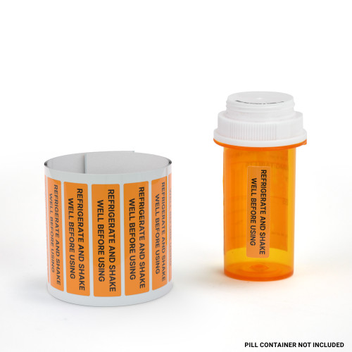 Refrigerate And Shake Well Before Using - Pharmaceutical Auxiliary Label