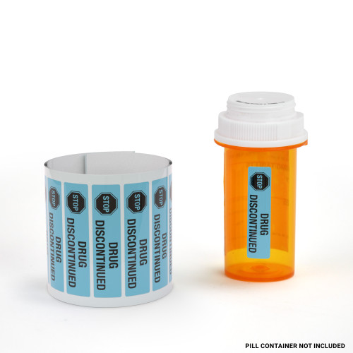 Stop Drug Discontinued - Pharmaceutical Auxiliary Label