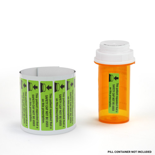 This Patient Requested That A Safety Cap Not Be Used On This Prescription - Pharmaceutical Auxiliary Label