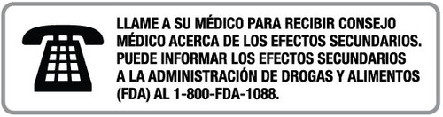 Call Your Doctor For Medical Advice About Side Effects (Spanish) - Pharmaceutical Auxiliary Label