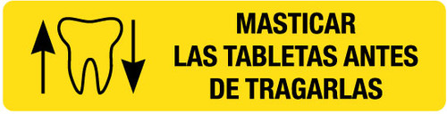 Chew Tablets Before Swallowing (Spanish) - Pharmaceutical Auxiliary Label