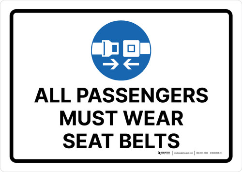 All Passengers Must Wear Seat Belts Landscape - Wall Sign