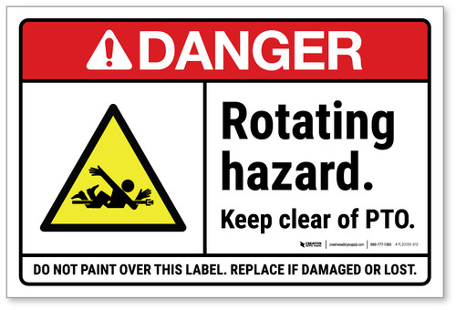 Danger: ANSI Rotating Hazard with Hazard Icon - Label
