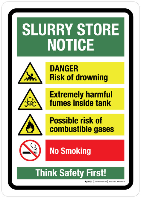 Slurry Store Notice Multi-Hazard Portrait - Wall Sign
