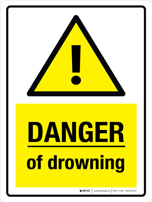 Danger Of Drowning Hazard Triangle Portrait - Wall Sign