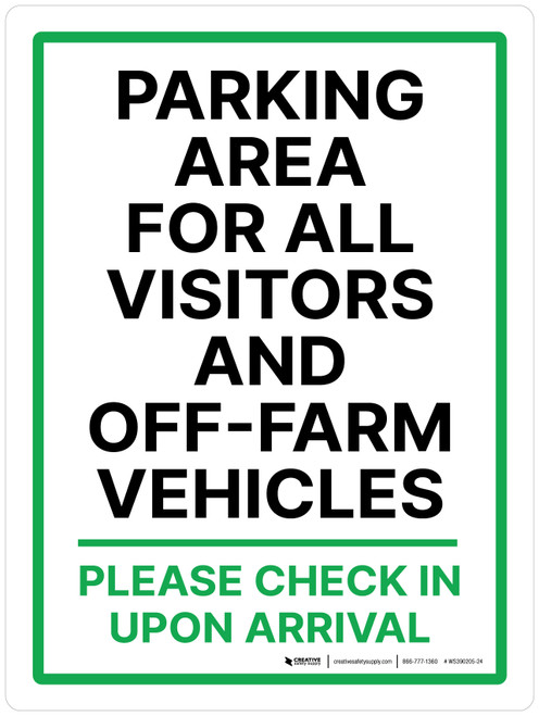 Parking Area For All Visitors And Off-Farm Vehicles Portrait - Wall Sign