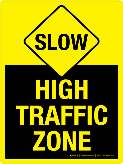 Slow: High Traffic Zone Portrait - Wall Sign