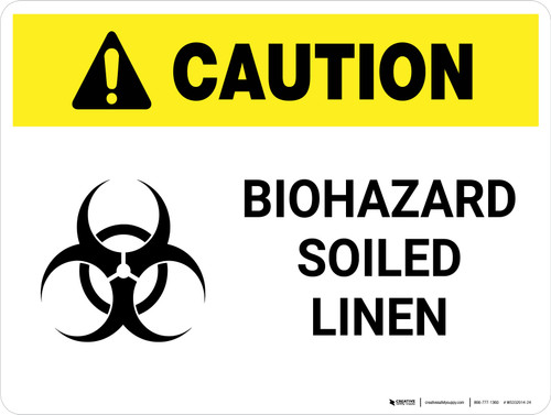 Caution: Biohazard Soiled Linin with Icon Landscape - Wall Sign
