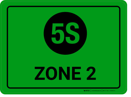 5S Zone 2 Green Rectangular - Floor Sign