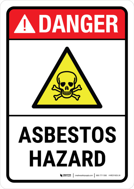 Danger: ANSI Asbestos Hazard with Icon Portrait - Wall Sign