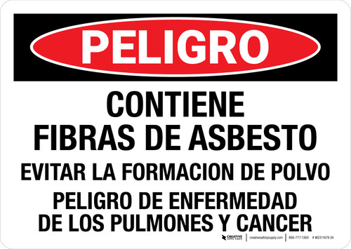 Danger: Contains Asbestos Fibers - Avoid Creating Dust Spanish Landscape - Wall Sign