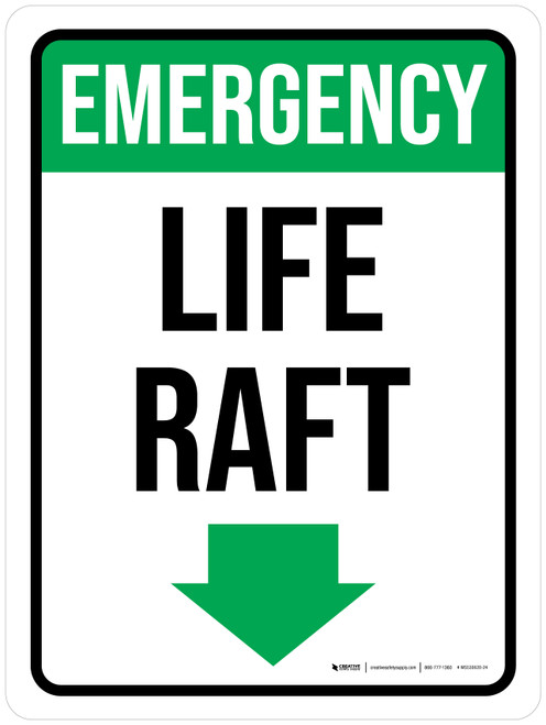 Emergency - Life Raft Portrait - Wall Sign
