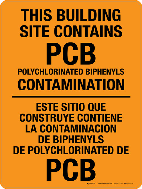 This Building Site Contains PCB Contamination Bilingual - Landscape Wall Sign