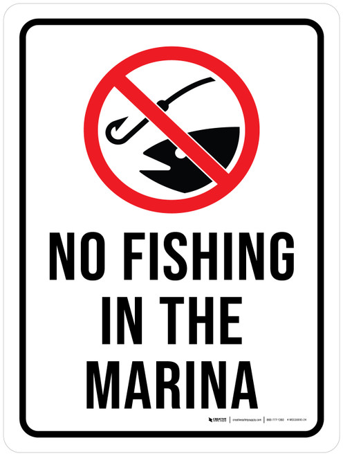 No Fishing In The Marina with Icon Portrait - Wall Sign