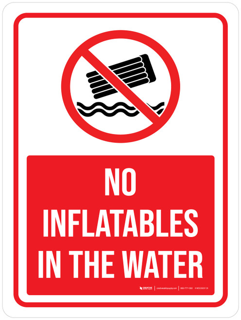 No Inflatables In the Water with Icon Portrait - Wall Sign