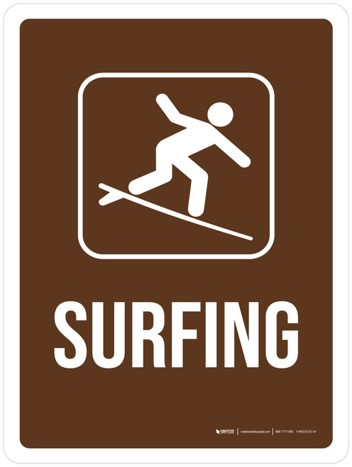 Surfing Brown with Icon Portrait - Wall Sign