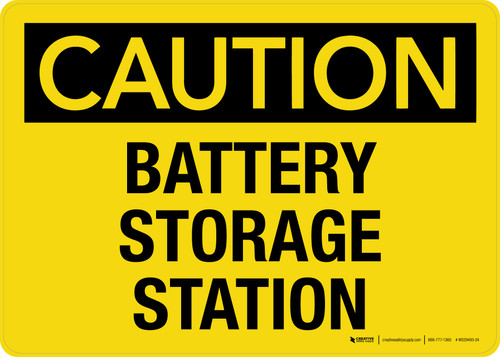 Caution: Battery Storage Station Landscape - Wall Sign