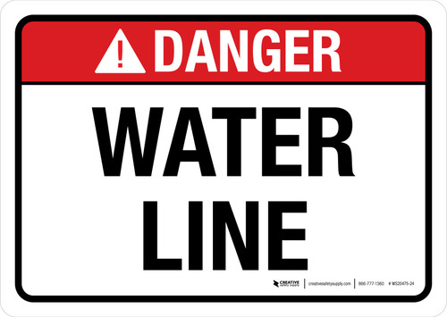 Danger: Water Line ANSI Landscape - Wall Sign