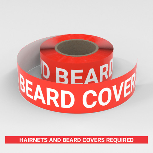 Hairnets And Beard Covers Required - Smart Stripe Inline Printed Floor Tape