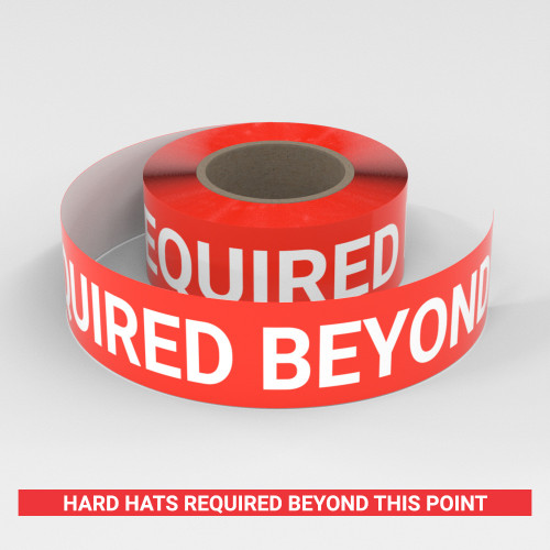 Hard Hats Required Beyond This Point - Smart Stripe Inline Printed Floor Tape