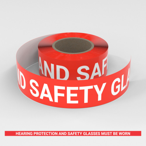 Hearing Protection And Safety Glasses Must Be Worn - Smart Stripe Inline Printed Floor Tape