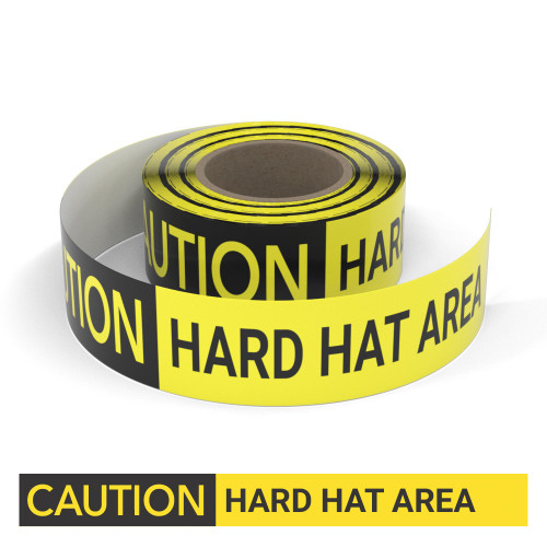 Caution: Hard Hat Area - Smart Stripe Inline Printed Floor Tape