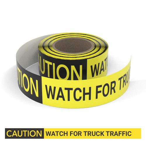 Caution: Watch For Truck Traffic - Smart Stripe Inline Printed Floor Tape
