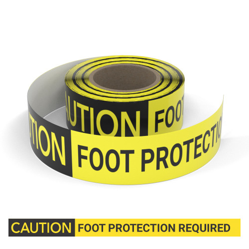 Caution: Foot Protection Required - Smart Stripe Inline Printed Floor Tape