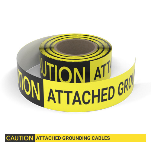 Caution: Attached Grounding Cables - Smart Stripe Inline Printed Floor Tape