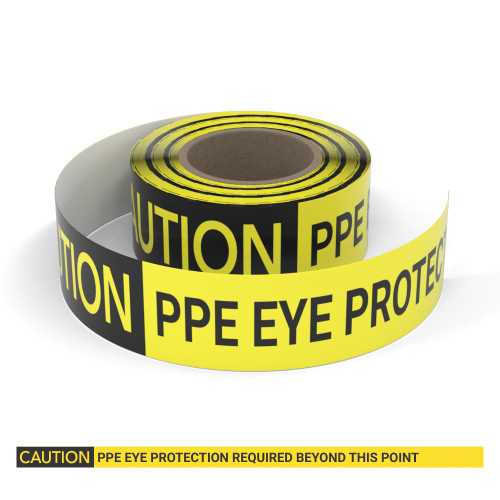 Caution: PPE Eye Protection Required Beyond This Point - Smart Stripe Inline Printed Floor Tape