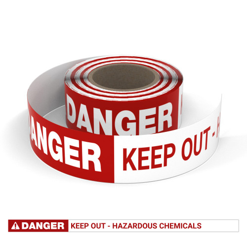 Danger: Keep Out - Hazardous Chemicals - Smart Stripe Inline Printed Floor Tape